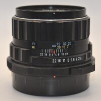 Pentax Takumar 6x7 105mm SMC f2.4 lens. Includes soft lens case, Pentax 6 x 7 UV filter, original front and rear caps.